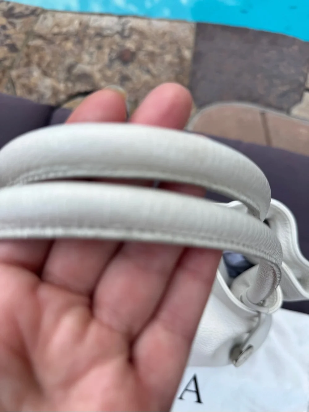 Furla Costanza Pebbled Leather Drawstring Tote White Ivory Shoulder Bag VGUC